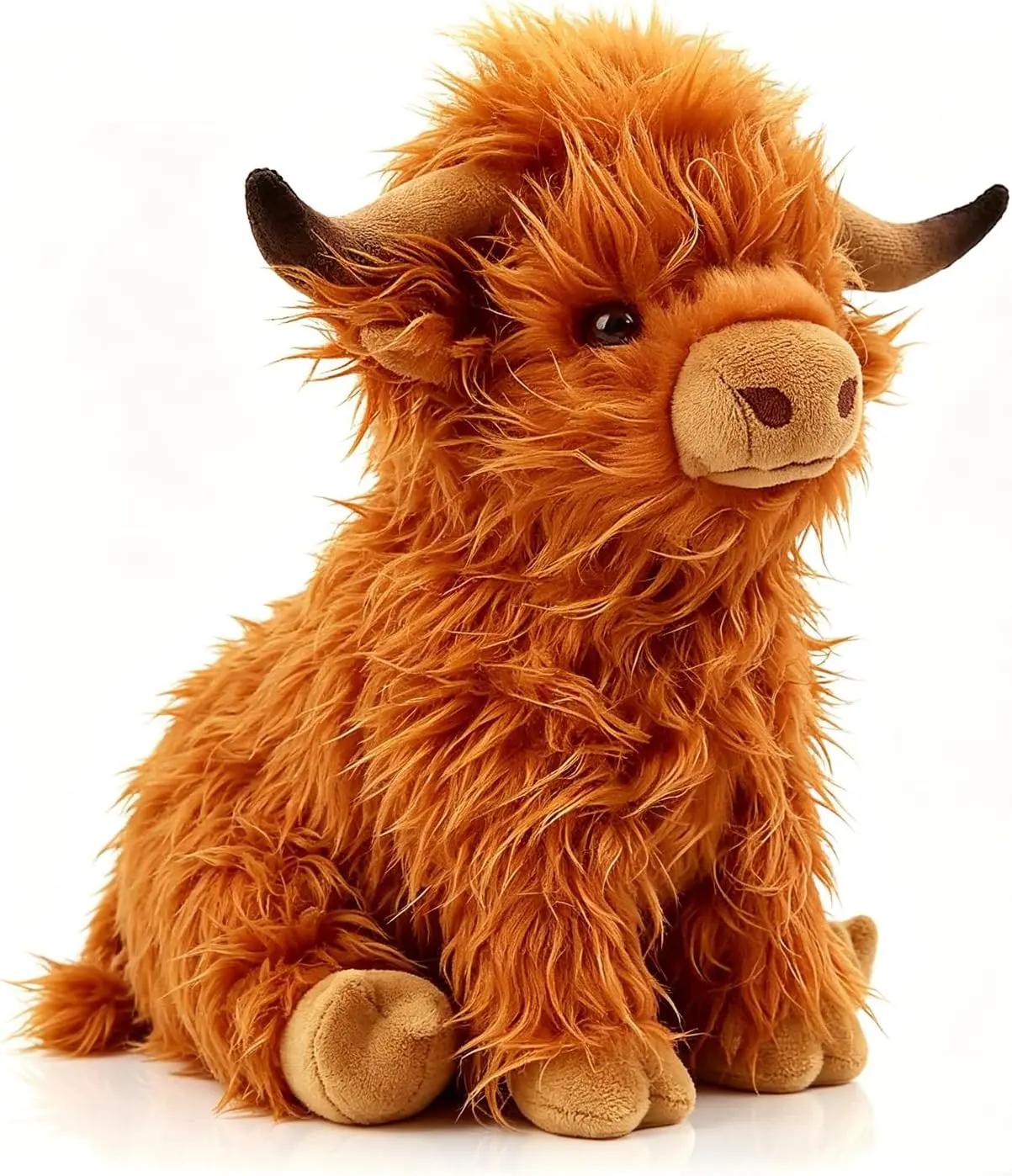 10.5 inches Highland Cows Stuffed Animals, Cute Fluffy Cow Plush Figure Toys Realistic Highland Cattle Plush Decor for Kids Baby Girls Boys