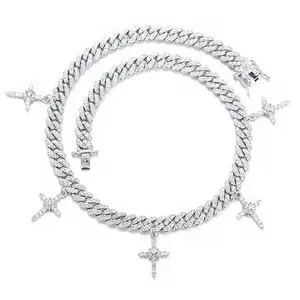 Euro American Niche Design Cross Necklace Full Diamond Hip Hop Fashion Winter Autumn Accessory