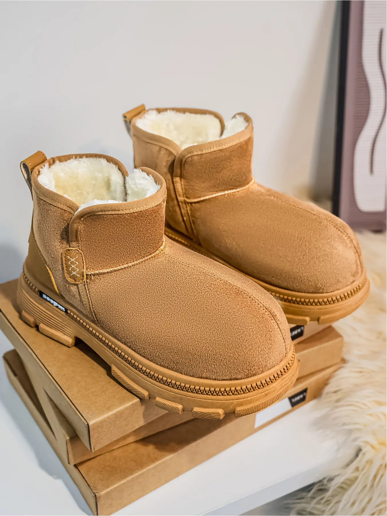 Men's Mickey Big Toe Slip On Snow Boots - Fleece Lined Warm Fashion Comfortable for Outdoor & Daily Footwear