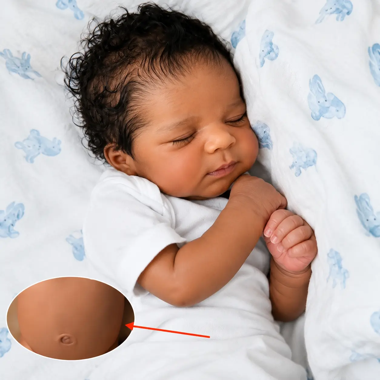 19inch Full Body Soft Vinyl Asleep Reborn Baby Doll 48cm Alive Newborn Baby Girl Bath Toy with Black Skin Doll Lovely Kids Birthday Gift
