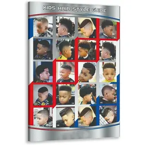 Barber Shop Modern Hair Styles for Men Youth and Kids Poster Picture HD Print Canvas Wall Art Modern Home Bedroom Room Aesthetic Decoration24x36inch Framed
