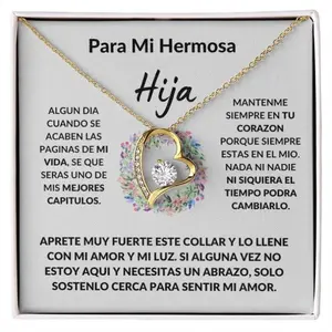 Para Mi Hermosa Hija – Personalized Heart Necklace 925 Sterling Silver, Collar de Plata de Ley con Diseño Corazón, To My Beautiful Daughter Jewelry, Regalo Especial para Hija en Boda, Graduación, Navidad, Cumpleaños, Gift Necklace for Daughter