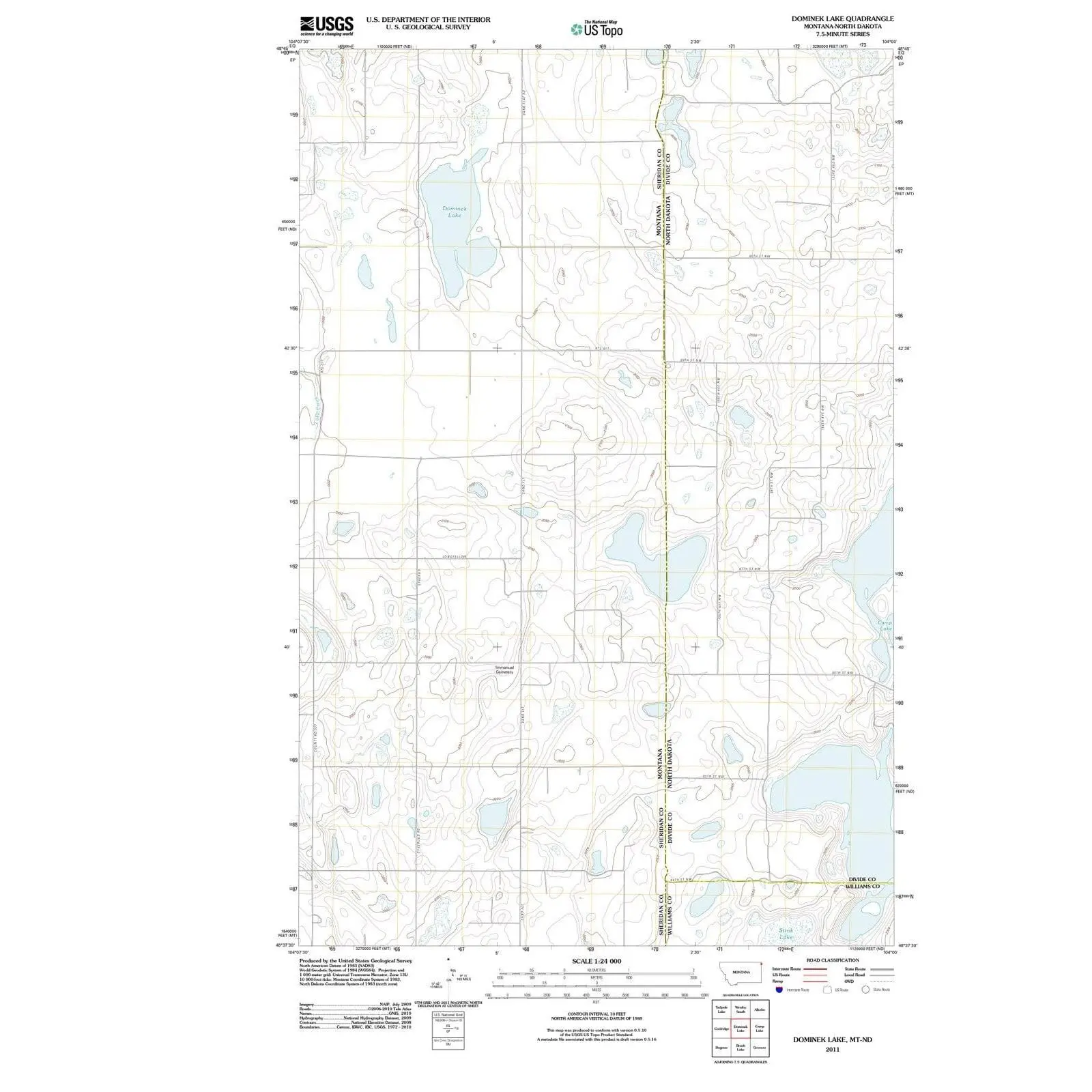 Dominek Lake Montana USGS Topographic Quadrangle Map, 2011, 1:24000