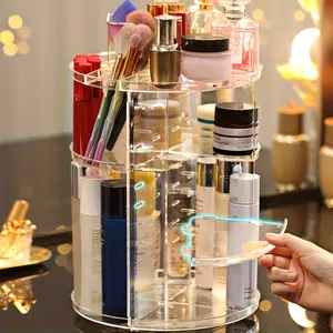 1PC AYQW 360 Rotating Makeup Organizer - Clear Acrylic Freestanding Rotating Base, Multi-layer Storage & Lipstick Holder, for Bathroom Vanity, Skincare Storage, Compact Space-saving Desktop Display Case (Perfume Organizer)