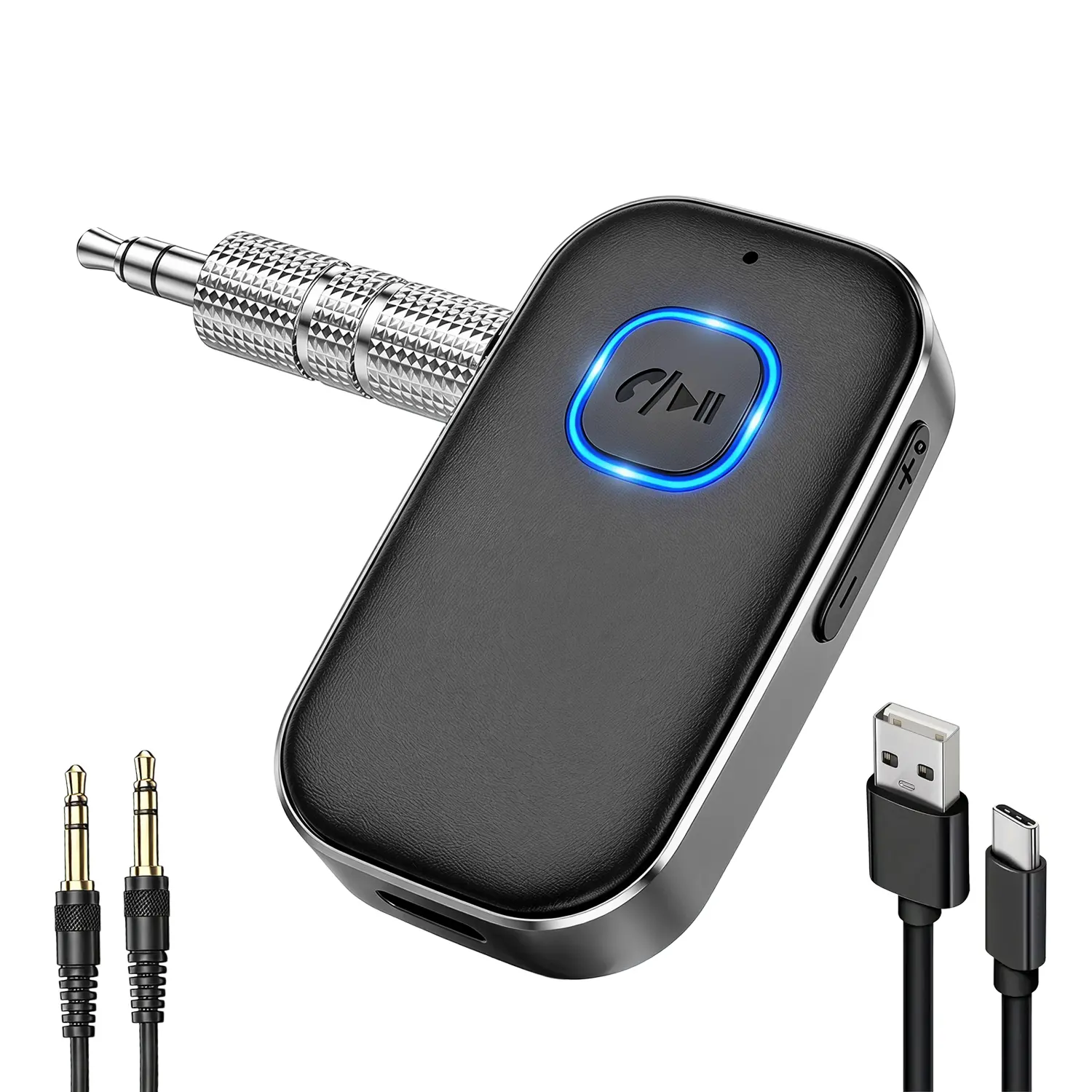 ISEMENA Bluetooth-Compatible Audio Music Receiver,Noise Cancelling 3.5mm AUX Bluetooth Car Adapter, Hands-Free Call, 16H Battery Life,Wireless Audio Receiver for Car Home Stereo/Wired Headphones