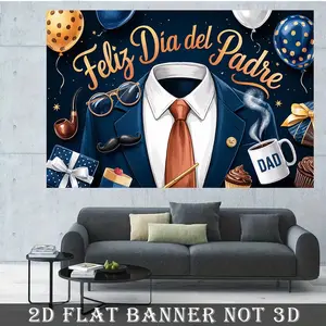 2D Flat - 2D Flat - A 2D Flat Banner, 1pc for Father'S Day, Ideal for Birthday Photo Backdrops And Holiday Decorations at Home Or in The Garden. Crafted from Polyester, It Is Suitable for