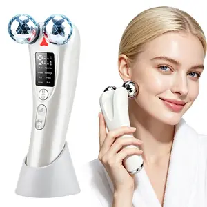 Multi-mode Roller Beauty Massager, ergonomic 360° rolling design, with storage base, facial skin care device for home use