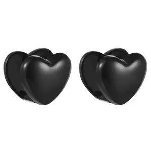 OIDEA Heart Stud Earrings for Women Stainless Steel Classic Love Studs Hypoallergenic Daily Wear Earrings Black