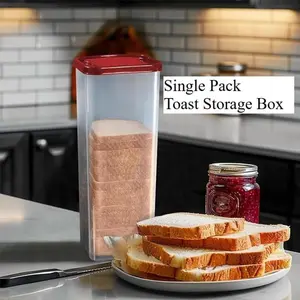 Rectangular Toast Storage Box, Sealed Food Container, Moisture-Proof Dustproof, Home Use Organizer for Bread Pasta Popcorn