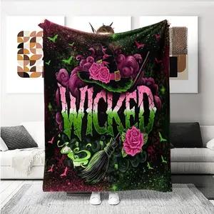 Fantasy Wicked Witch Hat Flannel Throw Blanket, Vibrant Magic Smoke Colors, Soft and Warm, Perfect for Fantasy Lovers, Home, Parties,Thin blanket,Polaris Blanket
