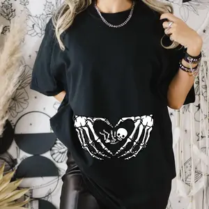 Pregnant Skeleton Shirt, Skeleton Baby Halloween Maternity Shirt, Pregnancy Mom Gift Maternity Shirt With Baby Skeleton tb0422
