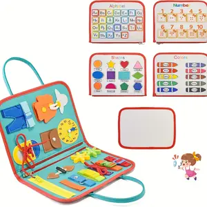 Gifts Busy Board For Toddlers 2-4, Montessori Travel Toy For Plane/Car, Educational Sensory Toy For Toddlers 1-3, Preschool Activities Board For Developing Fine Motor Skills, Gift For Boys Girls