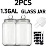 2 pcs 1.3 Gallon Glass Jars with Lids - Airtight Food Storage Containers, Perfect for Coffee, Snacks, and More - Ideal Gift for Homemakers & Organizers, Includes 2 Scoops, 2 Erasable Pen, and 2 Stickers, Kitchen Essentials|Round Glass Jars|Reusable Glass