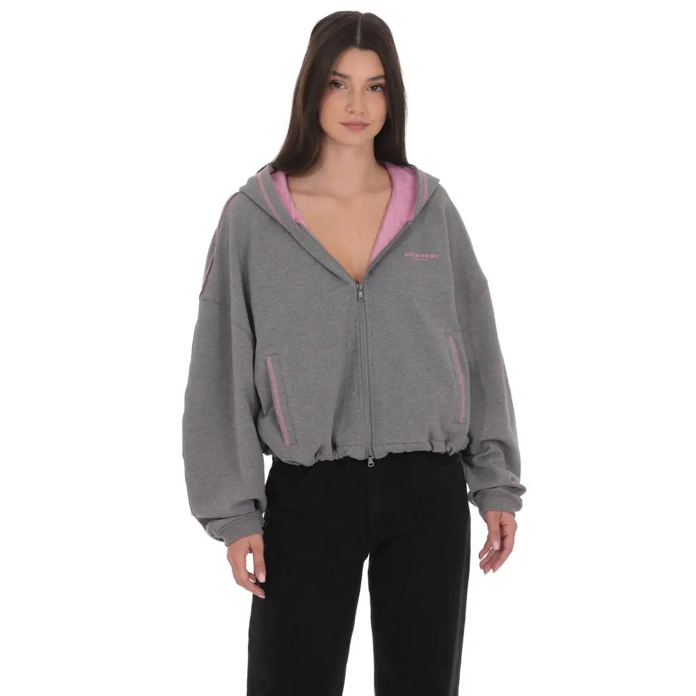 Two-Toned Cropped Hoodie in Grey