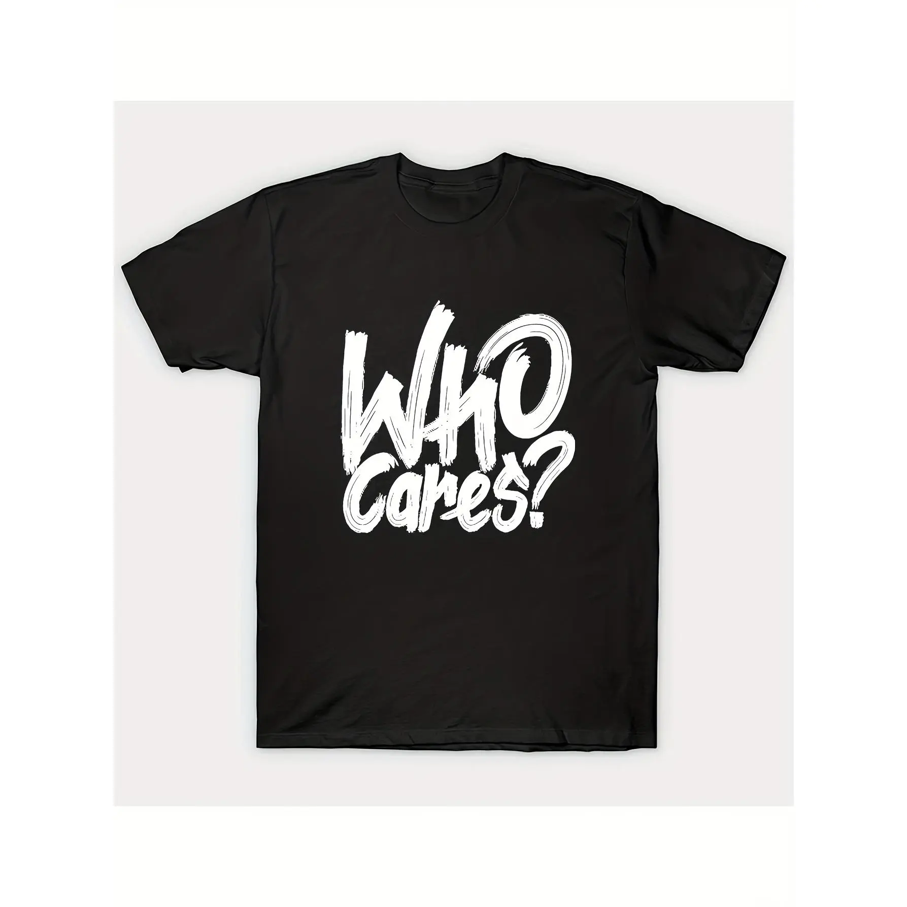 Men'S Single Round Neck T-Shirt, Fun Letter Patter