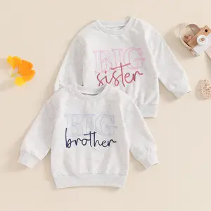 Ma&Baby Big Sister Big Brother Matching Outfit Toddler Boy Girl Embroidery Sweatshirt Tops Kids Pullovers Shirt Spring Fall Clothes