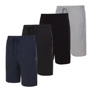 4 PACK Men's Casual Cotton Soft Knit Pajama Bottom Loungewear Shorts Pocket