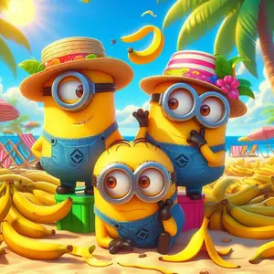 5D DIY Full Drill Round Diamond Painting - Diamond Art Kit Minions, Beach, Bananas Mosaic, Canvas - DIY Decorative Painting, Home Wall Decor, Suitable for Halloween and Christmas, Birthday and Anniversary Gifts