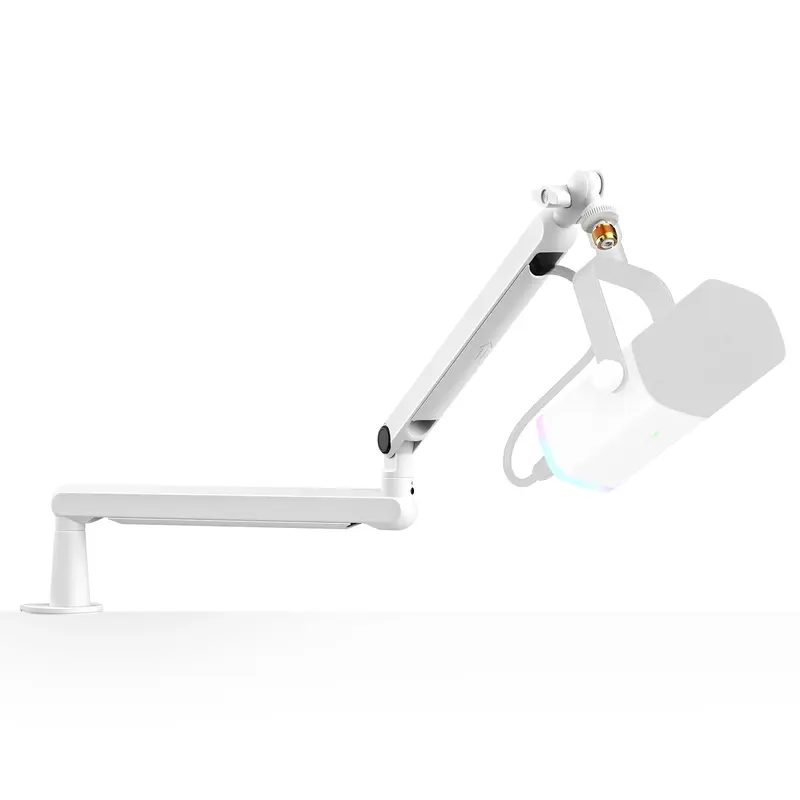 Fifine BM88W Low Profile Podcast Microphone Boom Arm Stand - Adjustable Metal Boom Arm, Desk Mount, Cable Channels, Allen Wrench, Adapter, 1.5kg Capacity, 27.8in Mic Reach, 0.8-2.4in Thickness, Content Creator Home Office Streaming Accessories