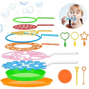 Bubble Wands Set - Big Bubbles Wand Funny Bubbles Maker with Tray, Nice for Outdoor Playtime & Birthday Party & Games, Suitable for All Age People