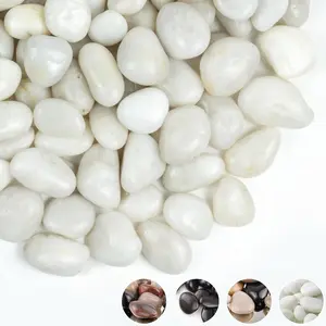 5lbs White Pebbles for Indoor , 1-2Inch  River Rocks for Aquarium, High Polished Decorative Stones for Vase Filler Fish Tank Landscaping Garden