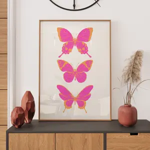 Butterfly Wall Art Pink Orange Poster Preppy Wall Art Dopamine Decor Preppy Dorm Aesthetic Wall Art Trendy Digital Print Maximalist Poster