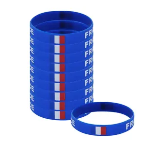 Silicone France Flag Soccer Wristband, Festive & Party Accessories for Sports Fans, Team Decor Supplies