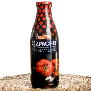 La Española Delicious Gazpacho 33 fl oz - 100% Natural Ingredients, Ready to Drink Cold Soup, Fresh Vegetables & Virgin Olive Oil, Authentic Spanish Recipe
