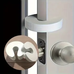 Multifunctional Door Slam Stopper and Door Pinch Guard, Door Finger Pinch Guard for Kids Room, Foam Door Stopper for Single Area Use, Prevents Finger Pinch Injuries, and Child or Pet from Getting Locked in Room, Reusable & Wall-Friendly