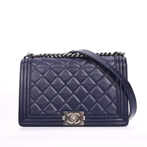 Pre-owned CHANEL Lambskin Crossbody Bags Boy Navy Blue 54244164 C