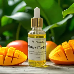 Petal Aura Mango Madness Body Oil 30ml - Botanical Infused Fragrance Oil with Hibiscus Sunflower Almond & Vanilla for Soft Hydrated Skin Aroma Moisturize Scent Scented