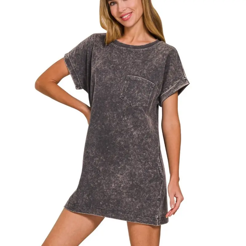 Premium cotton washed t-shirts dress Casual Womenswear Summer Shortsleeve