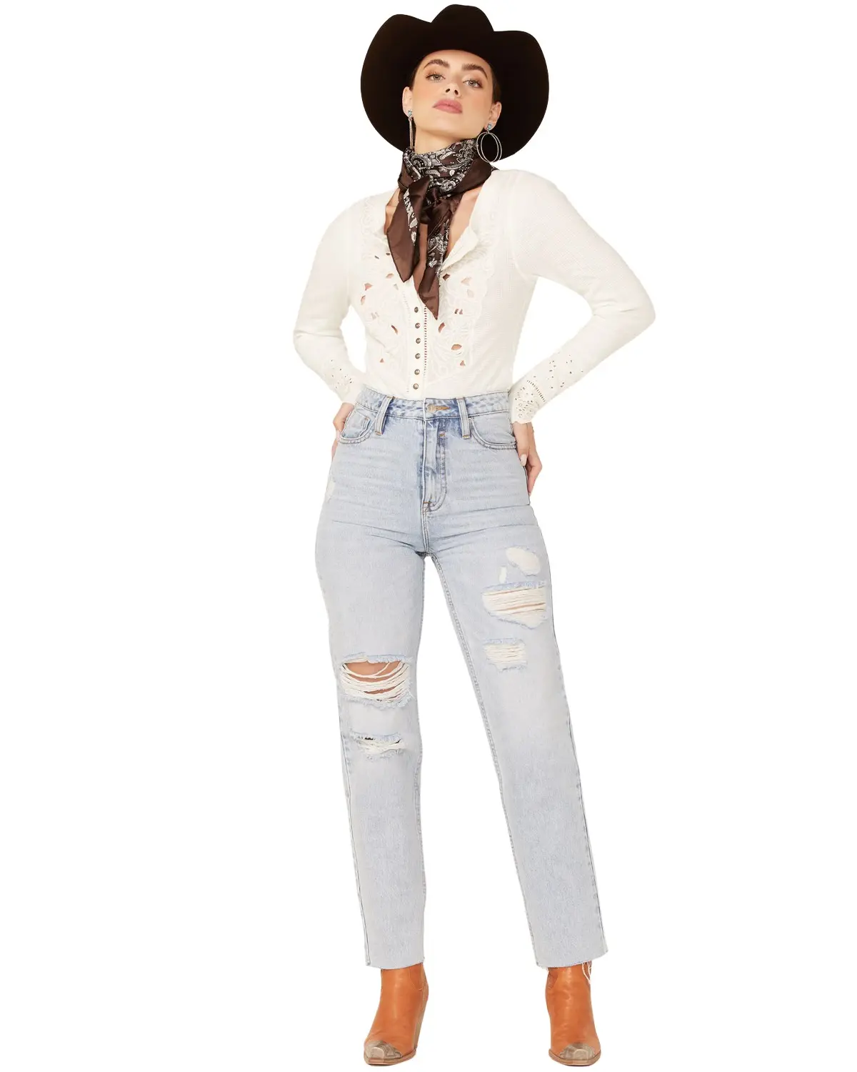 Vigoss Women's Women'S Distressed Tapered-Ankle Baggy High Rise Jeans - Vc-P01010a