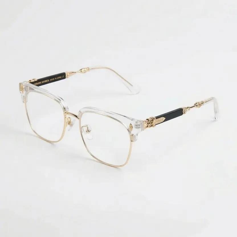 Half Rim Browline Glasses for Men | Classic Metal Frame with Vintage Temple Design | Lightweight Business & Computer Eyewear | Blue Light Blocking Reading Glasses