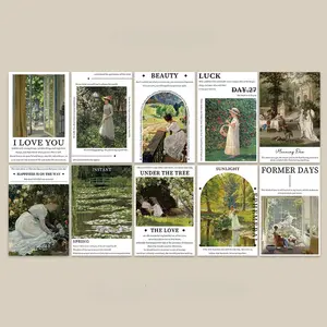 10 Pcs New Vintage Oil Painting Wizard of Oz Cards, Self-Adhesive Wall Decor for Home Dormitory Interior Decoration