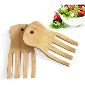Salad Servers,Wooden Salad Spinner Tongs, Salad Serving Utensils for Mixing,Tossing and Kitchen Cooking Utensil Set of 2