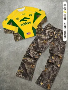 2 Piece Set Round Neck Long Sleeve Pullover Print Sweatshirt with Casual Long Pants, Comfortable Streetwear Style, Fashionable Urban Youthwear Matching Set