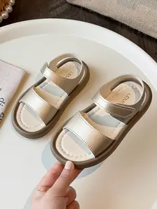Korean Style Open-Toe Slip-On Comfy Sandals, Non-Slip Rubber Sole, Breathable Fabric Insole, Summer for Girls, Easy Wear