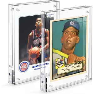 Acrylic Card Frame Magnetic Trading Card Display Frames Desktop Display 2 Sets Clear