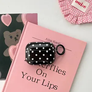 Fashionable Simple Black White Polka Dots Glossy Surface Earphone Protective Cover Case For AirPods 1 2 3 4 Pro Pro2 Pro3 Protection