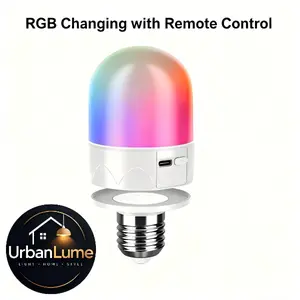 Cordless Color-Adjustable Rechargeable E26 Base LED Light Bulb with Built-In Cells, Remote & Smart App Control, Dimmable LED Bulbs, Timer Control, Magnetic, Emergency Ready for Homeowners & Power Outages, Color-Adjustable Led Bulbs