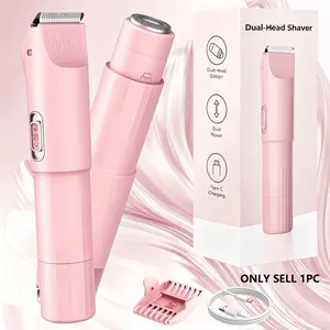 Dual-Head Women's Electric Shaver, USB Rechargeable Portable Hair Trimmer, Body Groomer for Face, Arms, Legs, Bikini Line, with Comb Guide