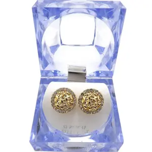 Hip Hop Jewelry Cookie Nugget Magnetic Gold plated Cubic Zirconia Earrings & Case Unisex Men Women Fashion