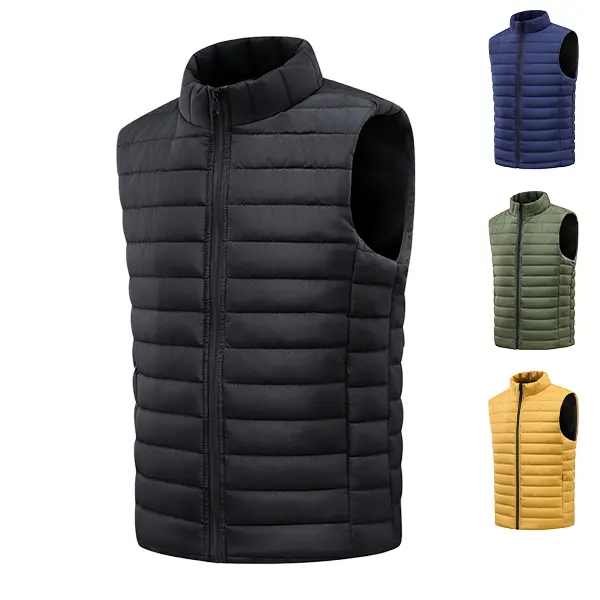 Men's Autumn Winter Casual Full-Zip Stand-Collar Waistcoat - Lightweight Solid-Color Menswear Vest, Warm Sleeveless Top for Commuting, Outdoor Leisure,sohochic