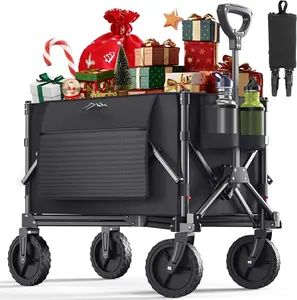 Heavy-Duty Folding Wagon Cart:Compact,All-Terrain Utility with 360° Wheels –220 lbs Capacity for Sports,Camping,and Grocery Shopping organizer