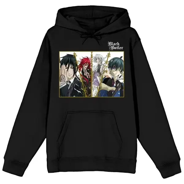 Black Butler Sebastian Michaelis Anime Men's Black T-Shirt Art Long Sleeve Adult Black Hooded Sweatshirt Anime graphic lover t-shirt graphic tees Gift For Anime Fan, Anime Lover