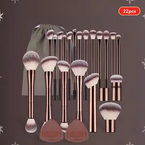17pcs/22pcs Aluminum Makeup Brush Set, Foundation Brush, Powder Brush, Blush Brush, Eyeshadow Brush, Concealer Brush, Highlighter Brush