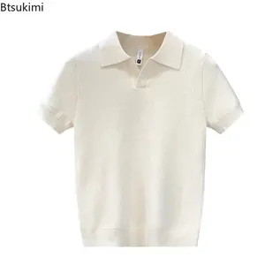 Kyn Apparel 2026 Men's Summer Polo Shirt Korean Style Slim Wrinkle Resistant Collar Solid Color T-Shirts Casual Thin Sleeve Trendy Knit Tops