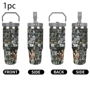 1pc 30oz Stainless Steel Tumbler with Lid, Cristiano Ronaldo theme, Vacuum Insulated Travel Mug for Hot and Cold Drinks, Durable 304 Stainless, Uncharged, Ideal for Home, Travel & Outdoor Use,Suitble For Outdoor Camping, Hydration Tumbler