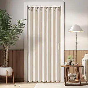 Vatge Closet Curtains, Accordion Style Door Curtains for Doorways, Pleated Folding Doors Curtain for Closet and Room Divider, 1 Panel, W39 x L78, Beige